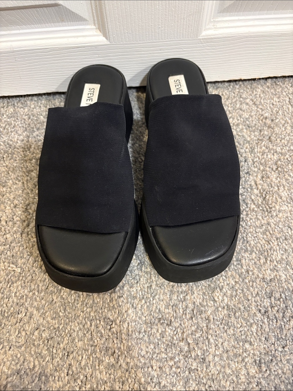 Steve Madden Black Platform Mule Slides